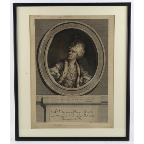 599 - Augustin de St Aubin, French (1736-1807), engraving on paper, Le Kain, 1788, 41cm x 29cm, mounted, g... 