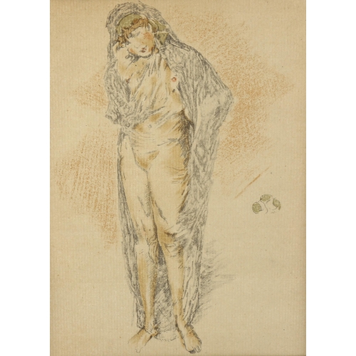 606 - James Adam McNeil Whistler (1900-1949), lithograph in colours on laid paper, Standing Figure, signed... 