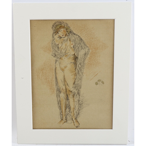 606 - James Adam McNeil Whistler (1900-1949), lithograph in colours on laid paper, Standing Figure, signed... 