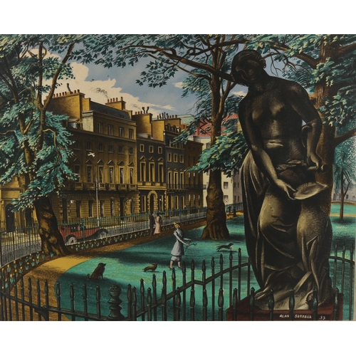 614 - Alan Sorrell, Clive's House 45 Berkeley Square, lithograph, 1937, image 40cm x 49cm, framed