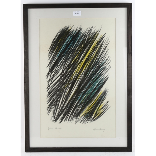 616 - Hans Hartung (1904 - 1989), abstract L19, 1957 iconic award winning original lithograph, signed in p... 