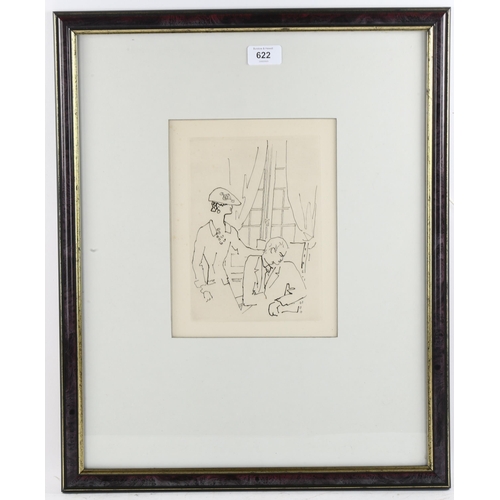 622 - Jean Cocteau (1889 - 1963), Le Bal, original etching, 1953, no. 153/220, plate 21cm x 15cm, framed