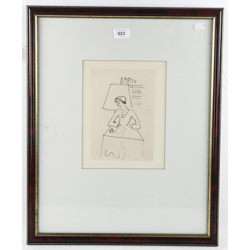 623 - Jean Cocteau (1889 - 1963), Le Bal, original etching, 1953, no. 153/220, plate 21cm x 15cm, framed