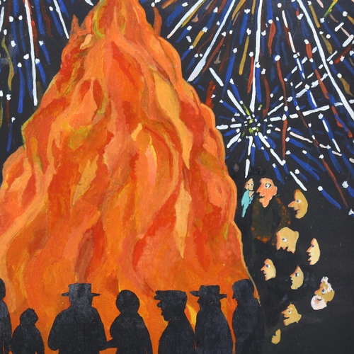 632 - Stefa Daagarsson (Scandinavian), bonfire, oil on board, signed and dated 1993, 38cm x 32cm, framed