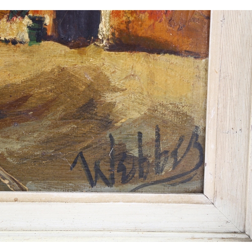 633 - Webber, Mediterranean harbour scene, mid-20th century oil on board, indistinctly signed, 52cm x 64cm... 