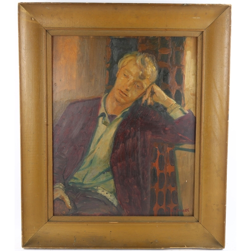 635 - Hubert Andrew Freeth (1912 - 1986), portrait of Ronald English, oil on board, signed with inscriptio... 