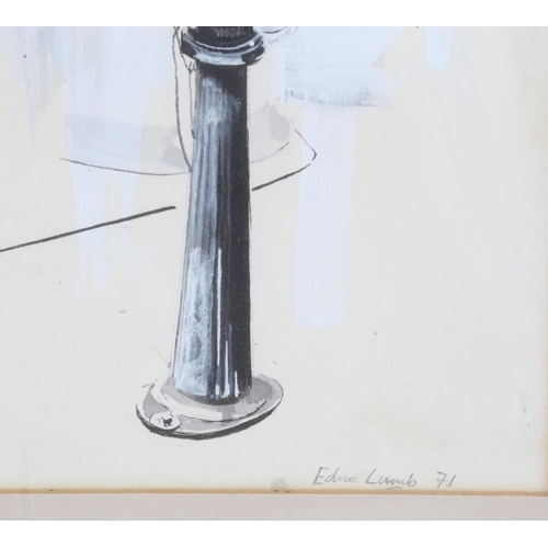 643 - Edna Lumb (1931 - 1992), engineering study, watercolour/ink, signed and dated 1971, 32cm x 23cm, fra... 