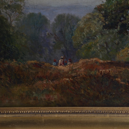 644 - G H Lascells?, Richmond Park Surrey, oil on board, original label verso, 30cm x 45cm, framed