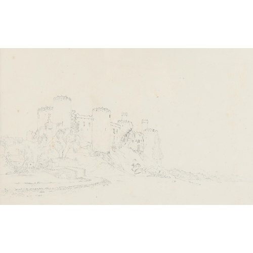 651 - Attributed to J M W Turner, Conwy Castle, pencil sketch, circa 1794/5, on Whatman paper 1794, 20cm x... 