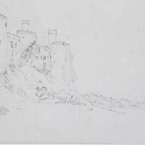 651 - Attributed to J M W Turner, Conwy Castle, pencil sketch, circa 1794/5, on Whatman paper 1794, 20cm x... 