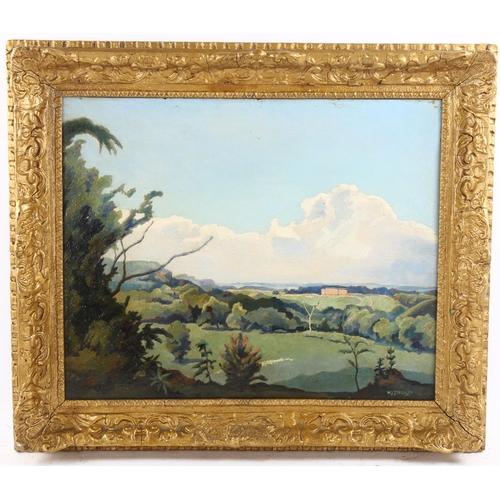 659 - Walter James Steggles (1908 - 1997), landscape near Lewes, oil on panel, signed, inscribed verso wit... 