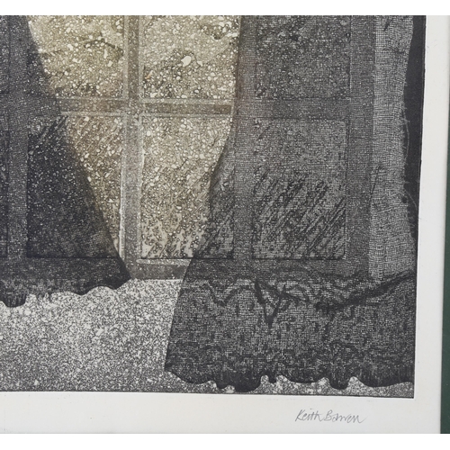 661 - Keith Barrell, pair of interior studies, coloured etchings, artist's proof, plate 36cm x 28cm, frame... 