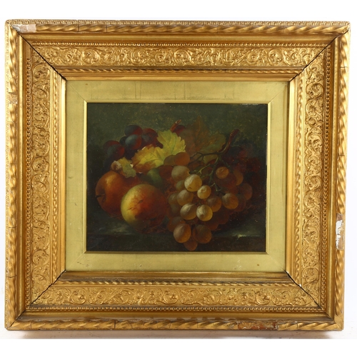 662 - 19th century oil on canvas, still life fruit, indistinctly signed S J Browne?, 25cm x 31cm, framed