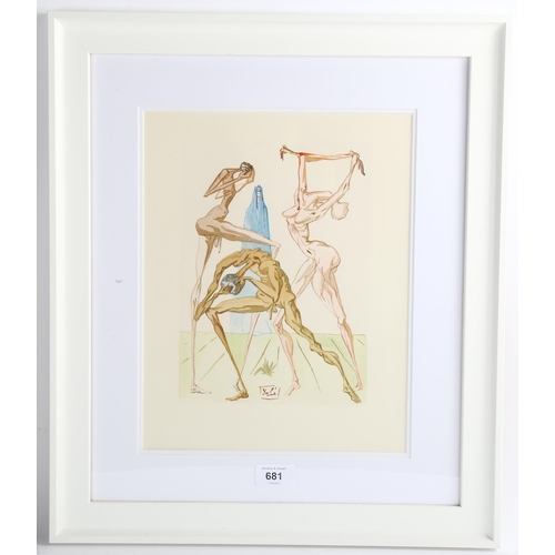 681 - Salvador Dali (1904 - 1989), The Sodomites, lithograph, image 25cm x 17cm, framed