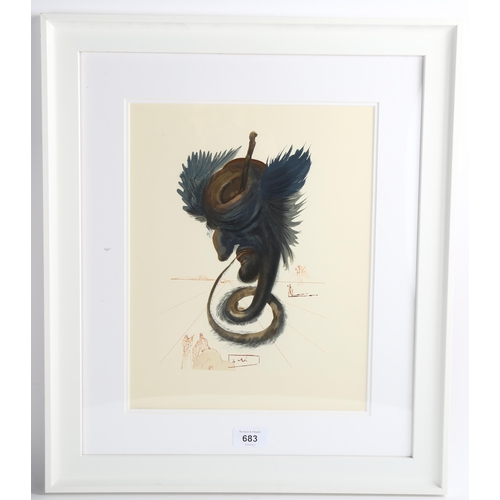 683 - Salvador Dali (1904 - 1989), The Black Cherub, lithograph, image 25cm x 17cm, framed