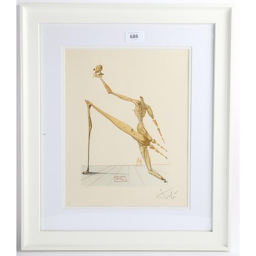 686 - Salvador Dali (1904 - 1989), Hell 28, lithograph, signed in pencil, image 25cm x 17cm, framed