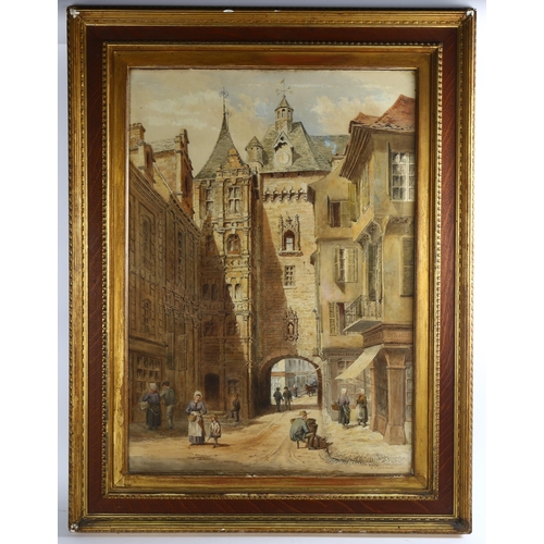 689 - Francis Philip Barraud (1824 - 1901), Hotel De Ville, Loches, signed, 75cm x 52cm, framed