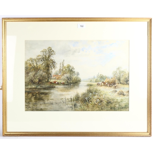 702 - Henry John Kinnaird (1861 - 1929), the Thames near Sonning, watercolour, signed, 35cm x 51cm, framed