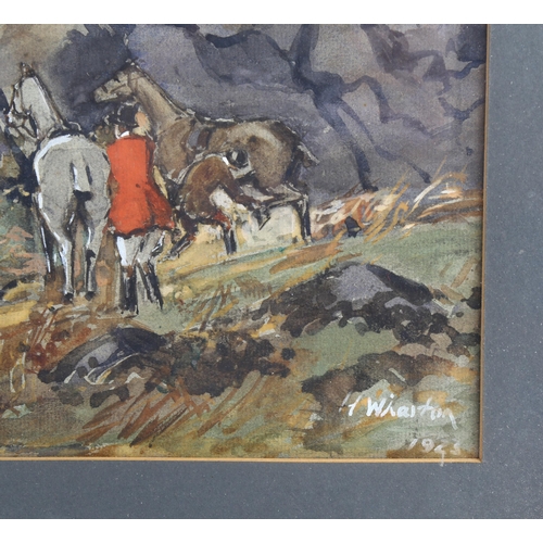 705 - H Wharton, hunting scene, watercolour, signed and dated 1923, 30cm x 46cm, framed