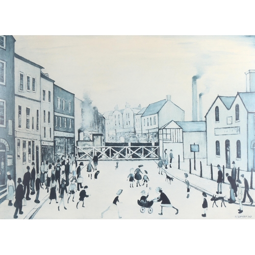 706 - Laurence Stephen Lowry (1887 - 1976), lithograph, Level Crossing, signed in pencil, image 41cm x 57c... 