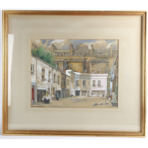 710 - Lilian Clark Goodchild, backstreet mews, watercolour, signed and dated 1957, 28cm x 36cm, framed