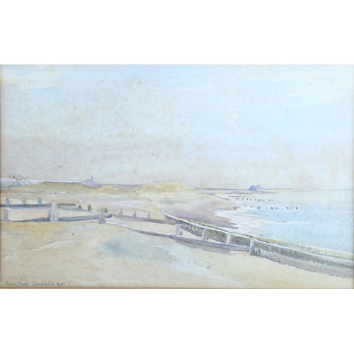 712 - Lilian Clark Goodchild, Winchelsea Beach, watercolour, signed and dated 1951, 20cm x 31cm, framed