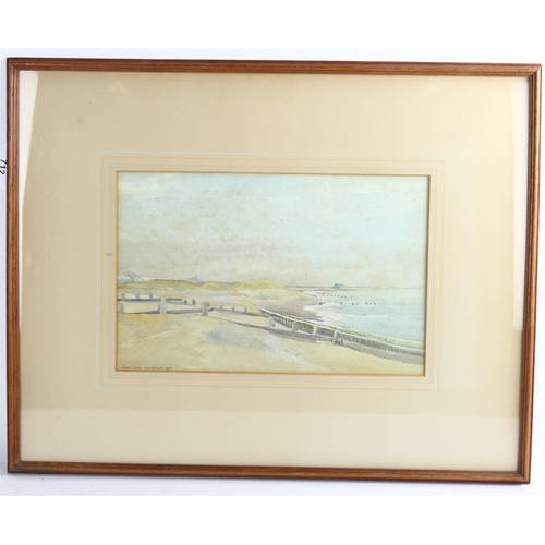 712 - Lilian Clark Goodchild, Winchelsea Beach, watercolour, signed and dated 1951, 20cm x 31cm, framed