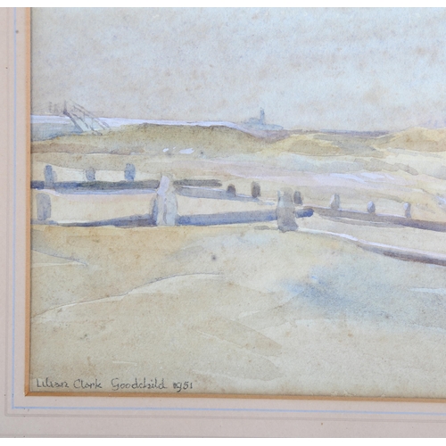 712 - Lilian Clark Goodchild, Winchelsea Beach, watercolour, signed and dated 1951, 20cm x 31cm, framed