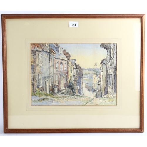 714 - Lilian Clark Goodchild, Mermaid Street Rye, watercolour, signed and dated 1951, 25cm x 35cm, framed