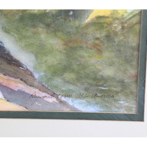 715 - Raymond Perry, 3 watercolour, American landscapes, 32cm x 46cm, framed