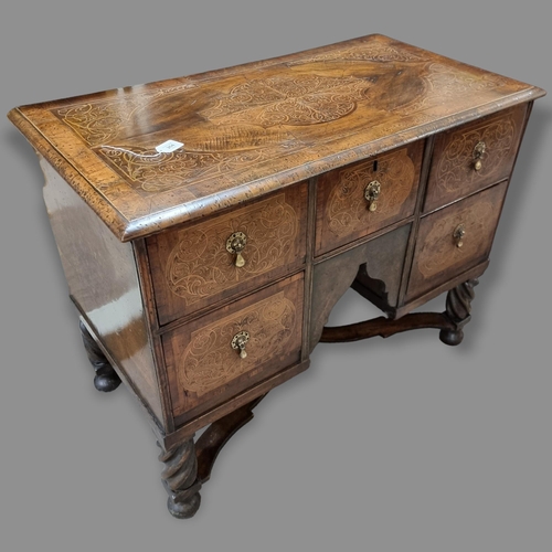 204 - An early 19th century Italian inlaid, 5 drawer, side table, 94 x 50 cm, height 74cm