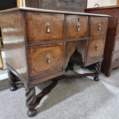 204 - An early 19th century Italian inlaid, 5 drawer, side table, 94 x 50 cm, height 74cm