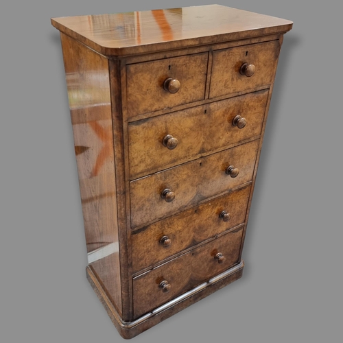 209 - A Victorian walnut chest of drawers, with burr walnut veneer front, 75 x 45 cm, height 130cm