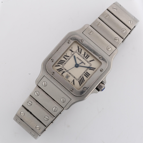 1000 - CARTIER - a mid-size stainless steel Santos Galbee quartz bracelet watch, ref. 1564, beige dial with... 