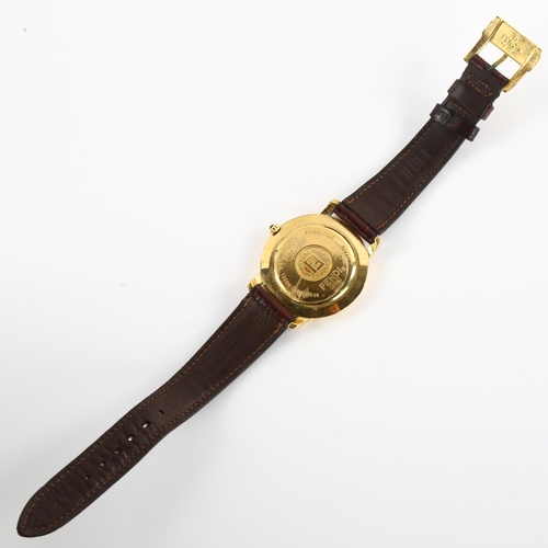 1003 - FENDI - a gold plated 410G quartz wristwatch, white dial with gilt Roman numeral hour markers, seria... 