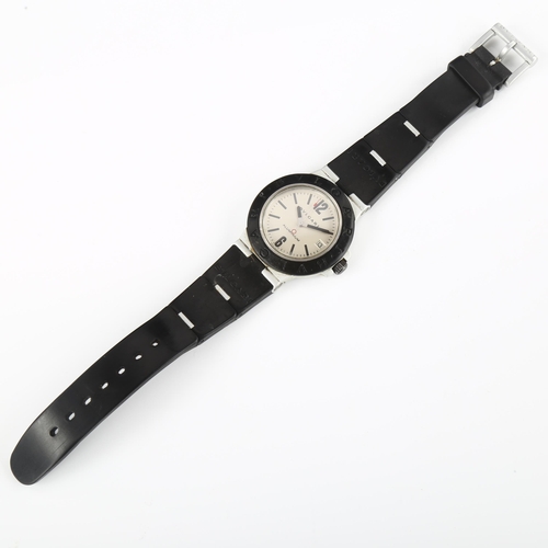 1004 - BULGARI - an aluminium Diagono automatic calendar wristwatch, ref. AL 38 A, circa 2000, silvered dia... 