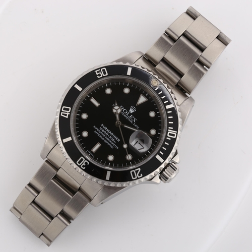 1009 - ROLEX - a stainless steel Submariner Date automatic bracelet watch, ref. 16610, circa 1999, black Sw... 