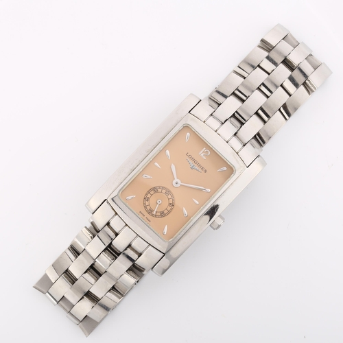 1018 - LONGINES - a stainless steel Dolce Vita quartz bracelet watch, ref. L5.655.4, salmon dial with bulle... 