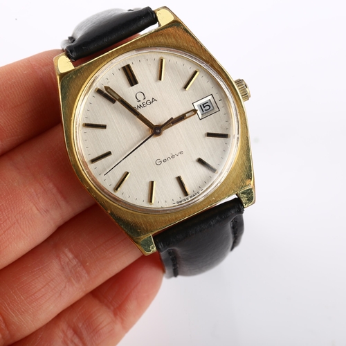 1023 - OMEGA - a gold plated stainless steel Geneve mechanical wristwatch, ref. 136.0049, circa 1972, silve... 