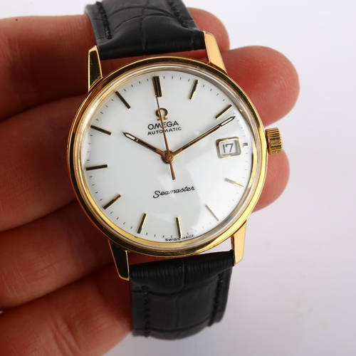 1025 - OMEGA - a gold plated stainless steel Seamaster automatic wristwatch, ref. 166.037, circa 1968, whit... 