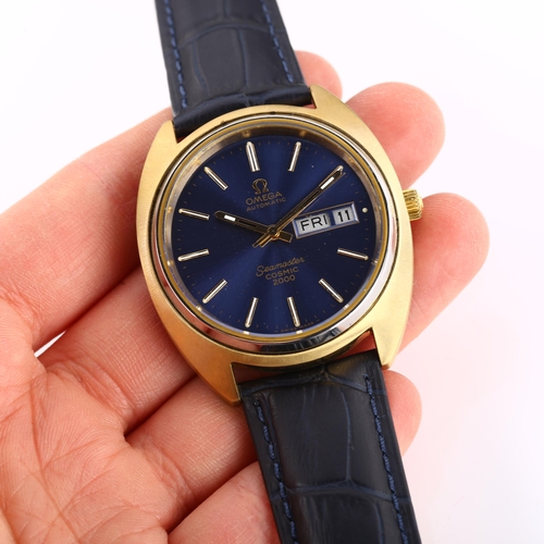 1032 - OMEGA - a gold plated stainless steel Seamaster Cosmic 2000 automatic wristwatch, ref. 166.131, circ... 