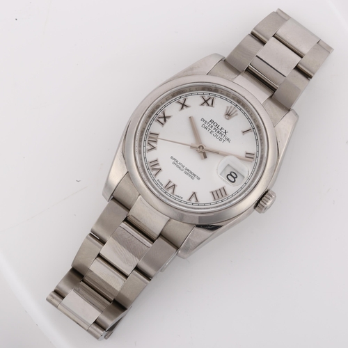 1038 - ROLEX - a stainless steel Datejust automatic bracelet watch, ref. 116200, circa 2013, white dial wit... 