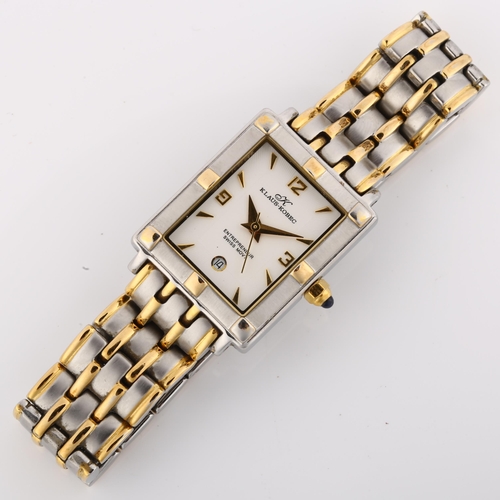 1043 - KLAUS-KOBEC - a lady's gold plated stainless steel Entrepreneur quartz bracelet watch, silvered dial... 