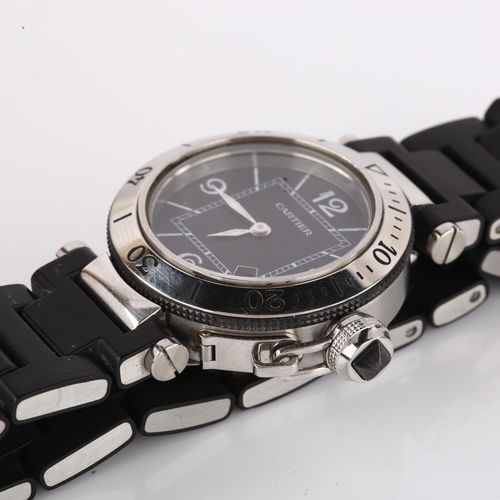 1044 - CARTIER - a mid-size stainless steel Pasha De Cartier Seatimer quartz bracelet watch, ref. 3025, cir... 