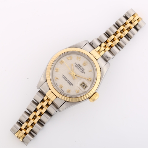 1045 - ROLEX - a lady's bi-metal Datejust automatic bracelet watch, ref. 69173, circa 1988, cream Rolex tex... 