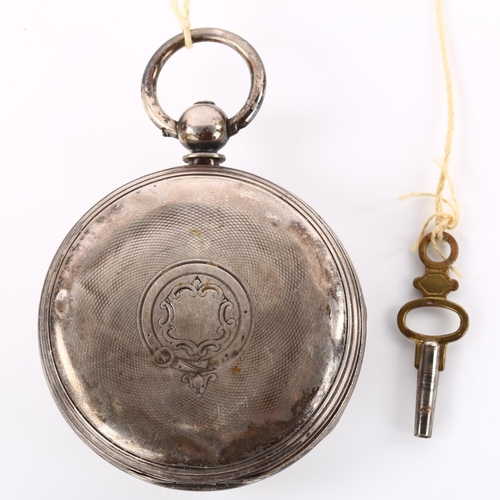 1062 - A 19th century silver-cased open-face key-wind pocket watch, by Lucas Brown of Glasgow, engraved sil... 