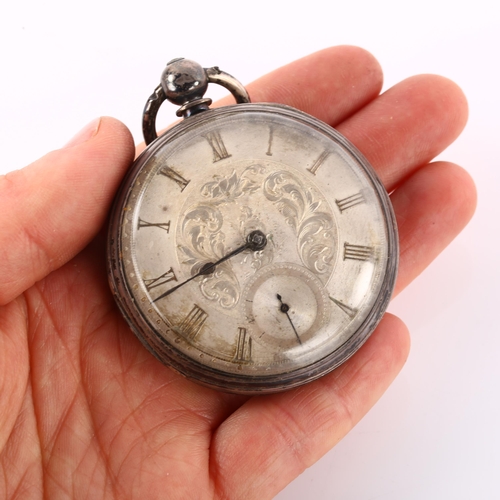 1062 - A 19th century silver-cased open-face key-wind pocket watch, by Lucas Brown of Glasgow, engraved sil... 