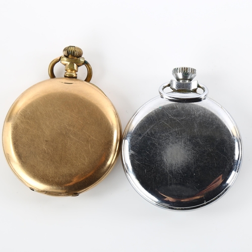 1066 - 2 pocket watches, comprising gold plated Waltham and chrome plated Smiths Empire, largest case width... 