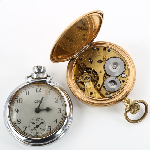 1066 - 2 pocket watches, comprising gold plated Waltham and chrome plated Smiths Empire, largest case width... 