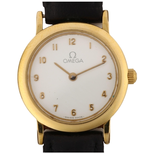 1068 - OMEGA - a lady's gold plated stainless steel De Ville Classic quartz wristwatch, ref. 595.0097, circ... 